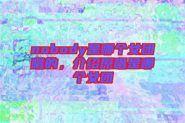 nobody是哪個女團唱的，介紹原唱是哪個女團