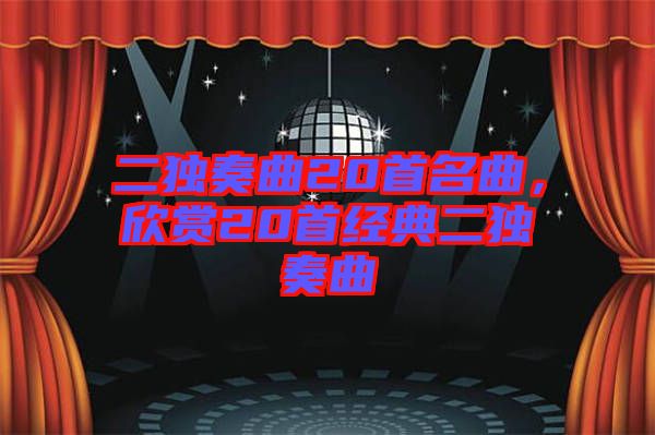 二獨奏曲20首名曲，欣賞20首經典二獨奏曲