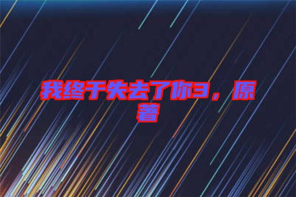 我終于失去了你3，原著