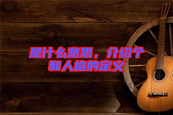 是什么意思，介紹個和人格的定義
