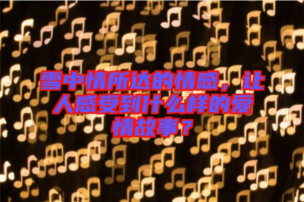 雪中情所達的情感，讓人感受到什么樣的愛情故事？