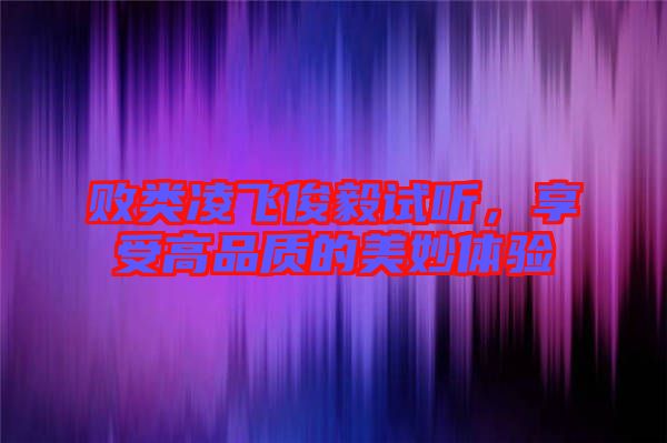 敗類(lèi)凌飛俊毅試聽(tīng)，享受高品質(zhì)的美妙體驗(yàn)