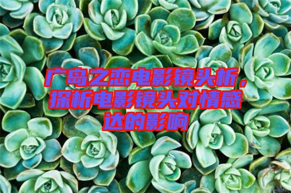 廣島之戀電影鏡頭析，探析電影鏡頭對情感達的影響
