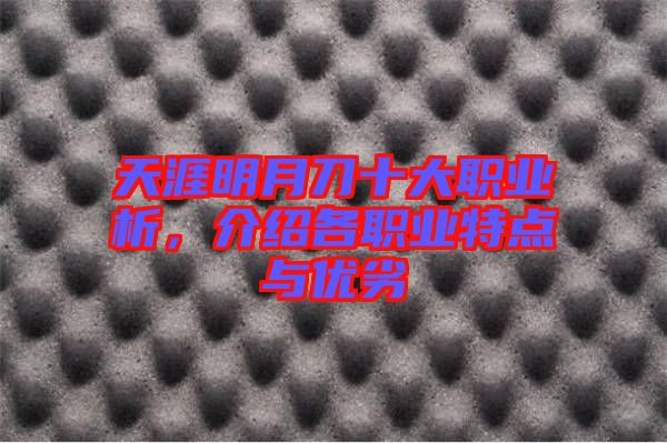 天涯明月刀十大職業析，介紹各職業特點與優劣