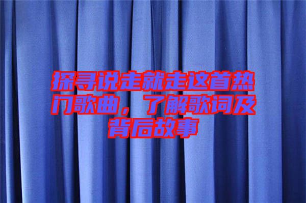 探尋說走就走這首熱門歌曲，了解歌詞及背后故事