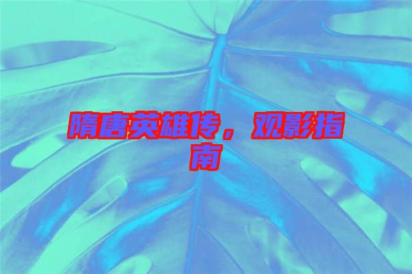 隋唐英雄傳，觀影指南