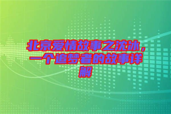 北京愛情故事之沈冰，一個追夢者的故事詳解