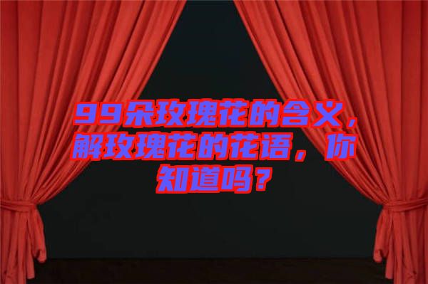 99朵玫瑰花的含義，解玫瑰花的花語，你知道嗎？