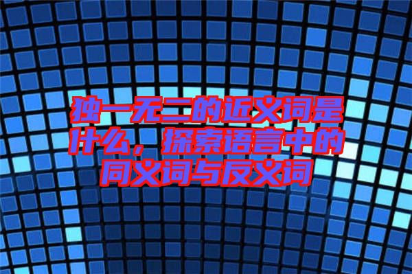 獨(dú)一無二的近義詞是什么，探索語言中的同義詞與反義詞