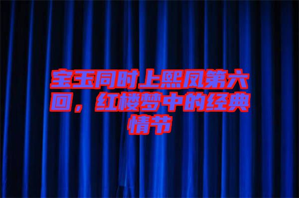 寶玉同時上熙鳳第六回，紅樓夢中的經典情節