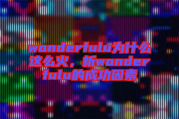 wonderfulu為什么這么火，析wonderfulu的成功因素
