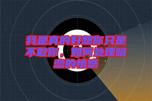 我是真的好想你只是不敢你，如何處理暗戀的情感