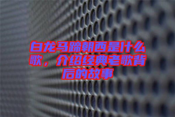 白龍馬蹄朝西是什么歌，介紹經典老歌背后的故事