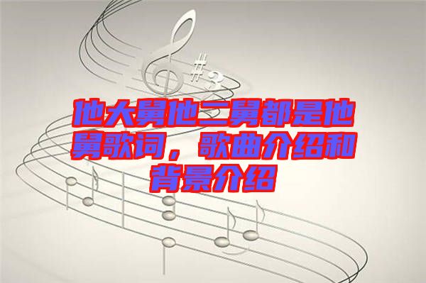 他大舅他二舅都是他舅歌詞，歌曲介紹和背景介紹