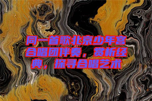 同一首歌北京少年宮合唱團(tuán)伴奏，賞析經(jīng)典，探尋合唱藝術(shù)