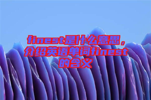 finest是什么意思，介紹英語單詞finest的含義
