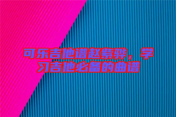 可樂吉他譜趙紫驊，學(xué)習(xí)吉他必備的曲譜