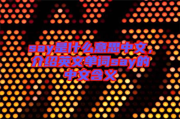 say是什么意思中文，介紹英文單詞say的中文含義