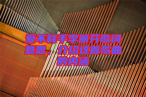 愛不釋手李麗芬歌詞意思，介紹這首歌曲的內(nèi)涵