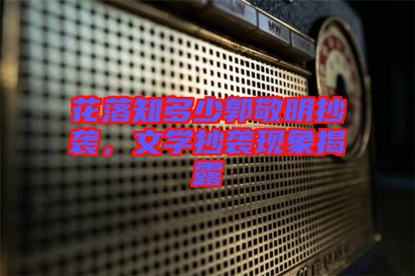 花落知多少郭敬明抄襲，文學(xué)抄襲現(xiàn)象揭露