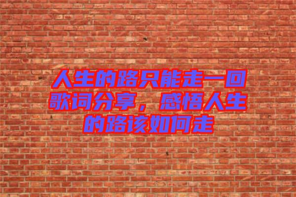 人生的路只能走一回歌詞分享，感悟人生的路該如何走