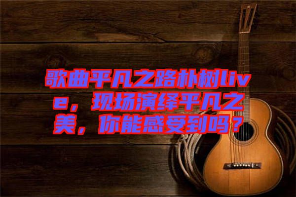 歌曲平凡之路樸樹live，現(xiàn)場(chǎng)演繹平凡之美，你能感受到嗎？