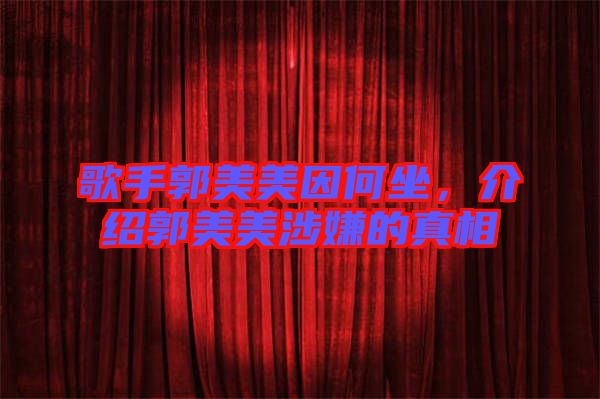 歌手郭美美因何坐，介紹郭美美涉嫌的真相