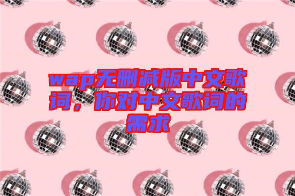 wap無刪減版中文歌詞，你對中文歌詞的需求