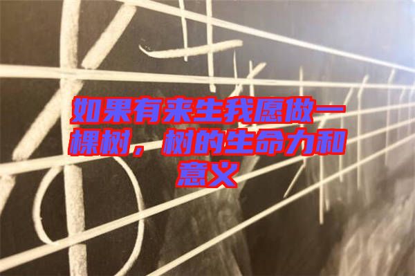 如果有來生我愿做一棵樹，樹的生命力和意義