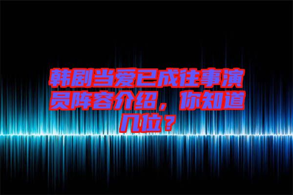 韓劇當愛已成往事演員陣容介紹，你知道幾位？